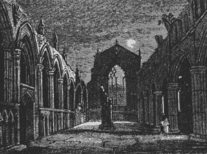 woodcut of diorama of Holyrood Chapel