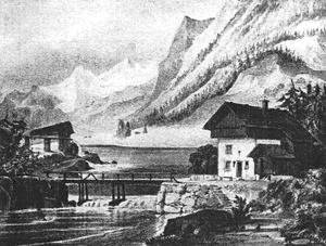 Engraving of dioramic double-effect by day