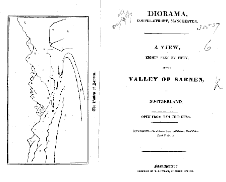 Pamphlet produced by Manchester Diorama in 1825 preserved at Manchester Central Library. Click for a larger image