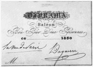 Complimentary ticket signed by Daguerre for two persons to visit Diorama