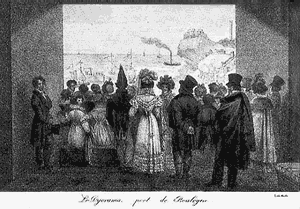 Lithograph by Marlet 'Le Dyorama. port de Boulogne'