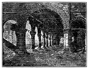 Engraving in Mirror of Literature of Ruins in a Fog