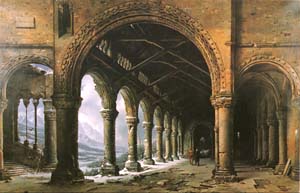 Daguerre's painting of Effect of Fog and Snow... (1826)