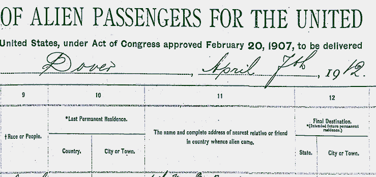 Manifest of SS Lapland