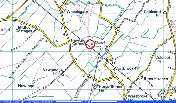 Present day Map of Midley, Romney Marsh, Kent, 1:25000 courtesy Multimap.com and Ordinance Survey