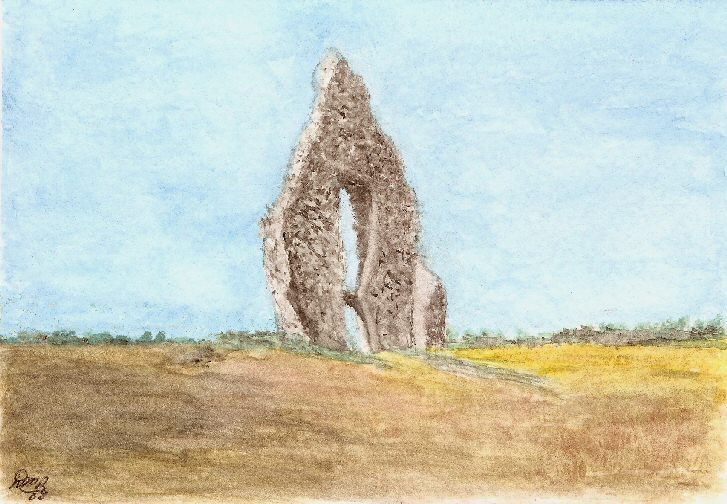 Midley Chapel Ruin, Romney Marsh, Kent, watercolour by Dorothy Badham, nee Wood